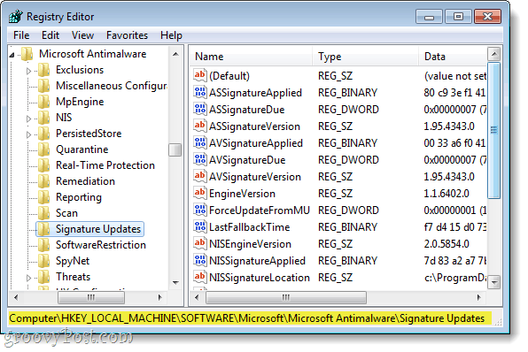 najít správný klíč registru v systému Windows 7 regedit