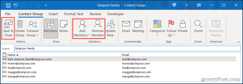 Upravte skupinu kontaktů v aplikaci Outlook