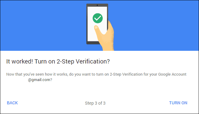 Verifikace ve dvou krocích Google je aktivní