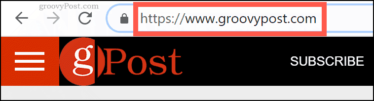 Název domény groovyPost.com v adresním řádku prohlížeče Chrome