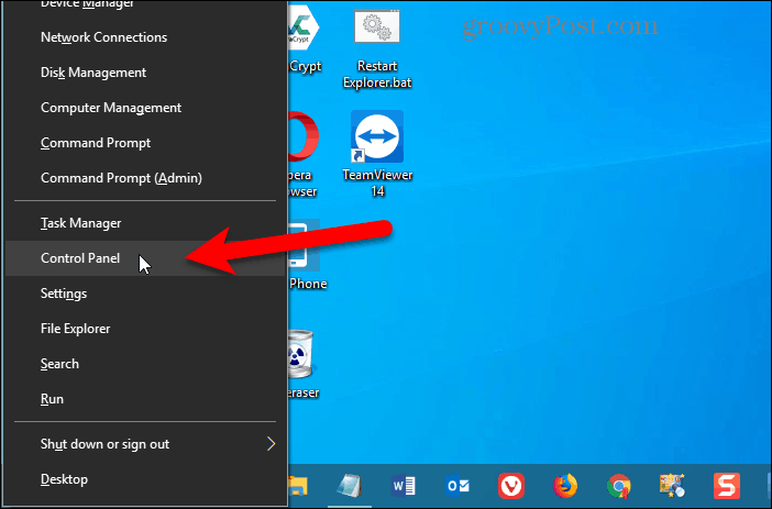 Ovládací panel přidán do nabídky Win + X v systému Windows 10