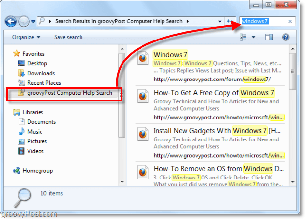 použijte vyhledávací konektor pro seznam oblíbených položek k vyhledání vzdáleného umístění v systému Windows 7, které ve skutečnosti není součástí vašeho systému