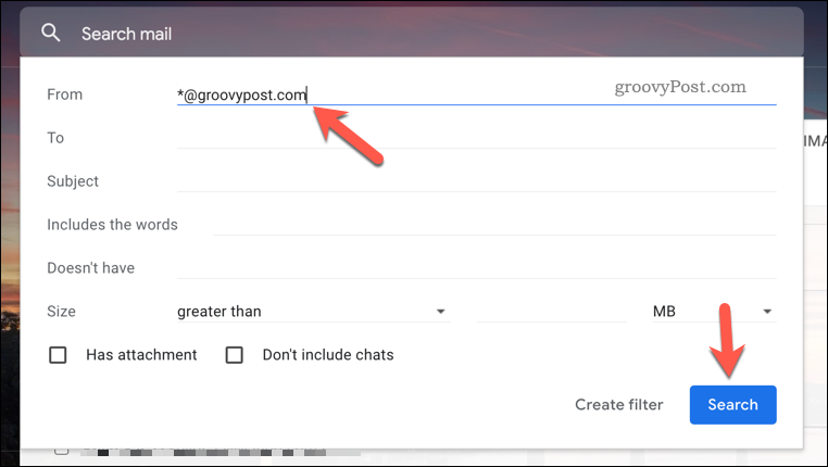 Vytvoření nového pravidla filtrování v Gmailu