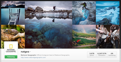 profil národní geografické služby Instagram
