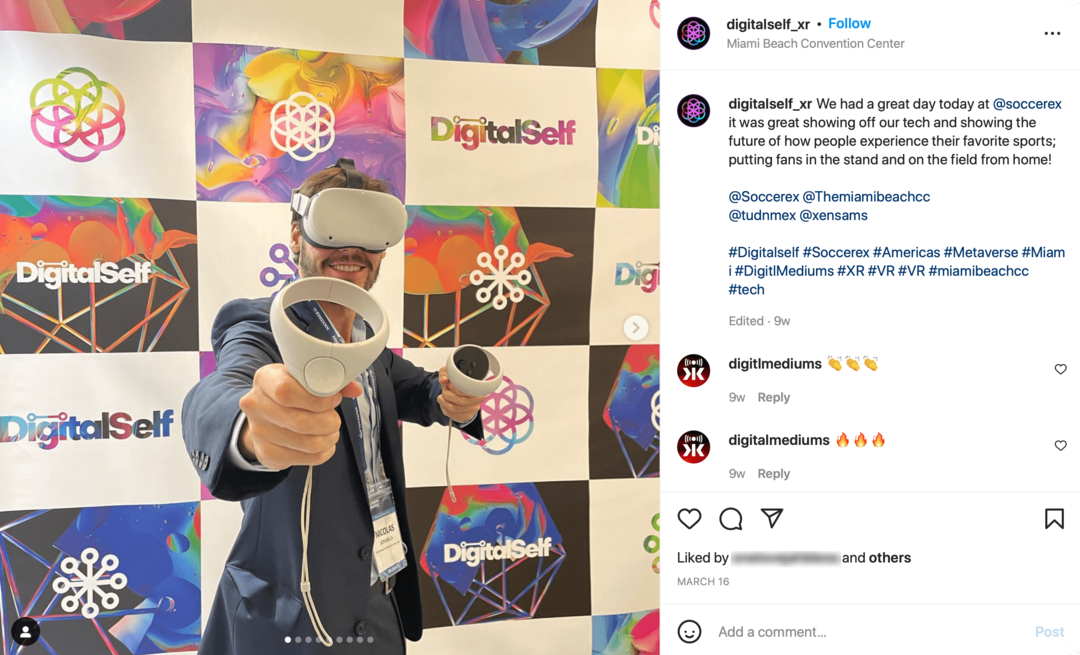 obrázek příspěvku na Instagramu DigitalSelf s fotografií sady VR