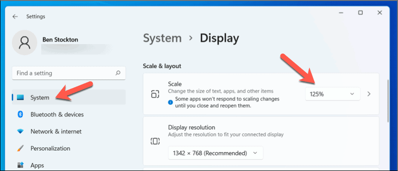 Změňte měřítko ve Windows 11