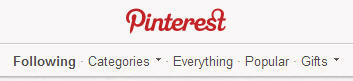 Sekce starých kategorií Pinterest