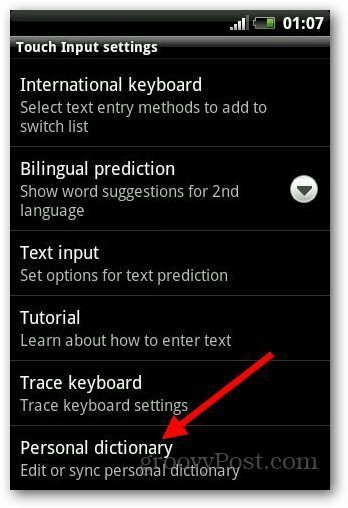 Přidat slovník Android 4