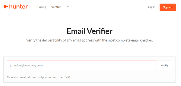 K ověření e-mailové adresy vrátného použijte nástroj, jako je Hunter.