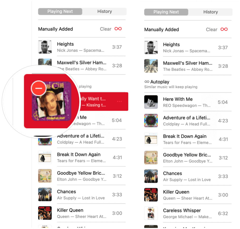 Apple Music Autoplay odebere skladbu