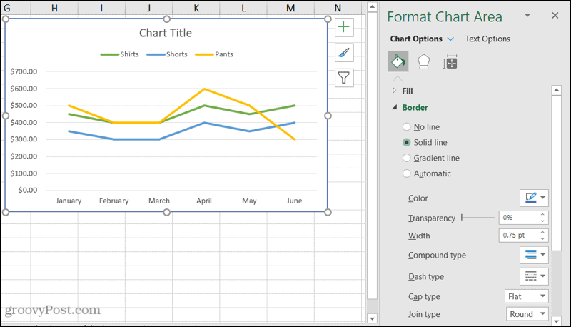 Formátujte postranní panel grafu v aplikaci Excel