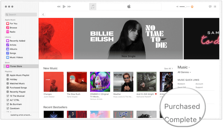 iTunes zakoupené v systému Mac