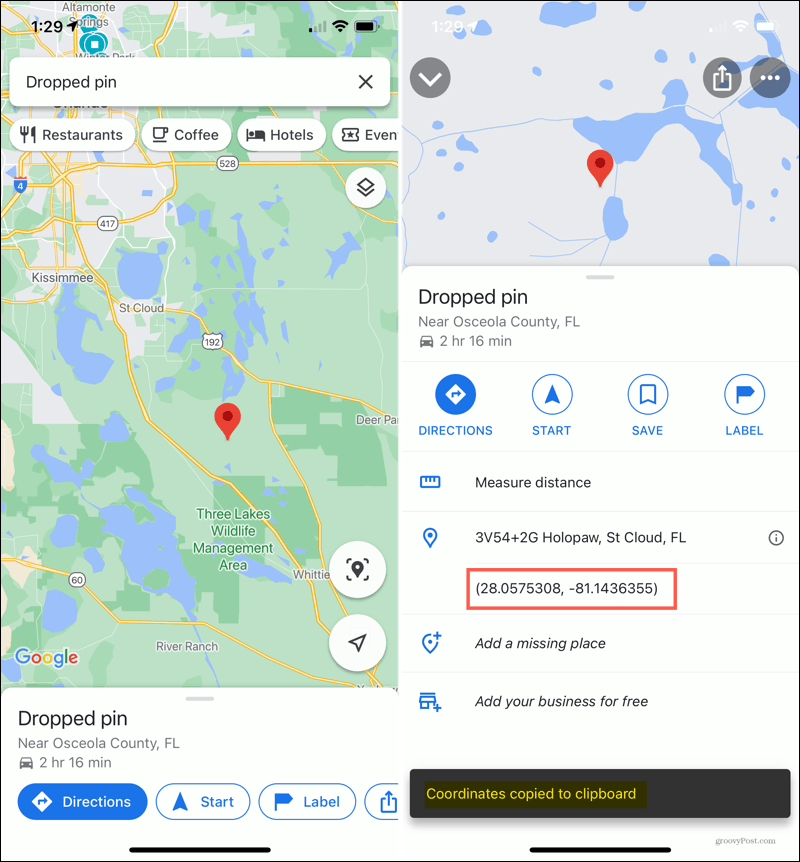 Špendlík pro iPhone v Mapách Google