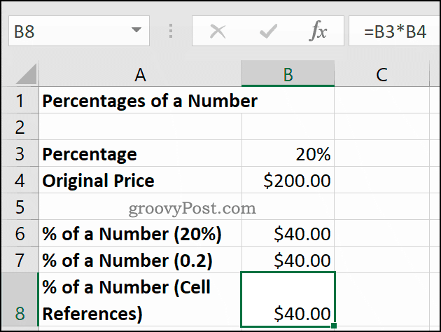 Procenta čísla, zobrazovaná v aplikaci Microsoft Excel