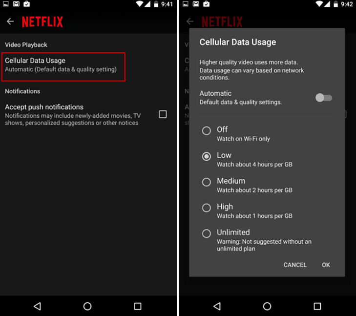 Omezte používání dat Netflix v systému Android nebo iPhone, abyste se vyhnuli poplatkům za pití