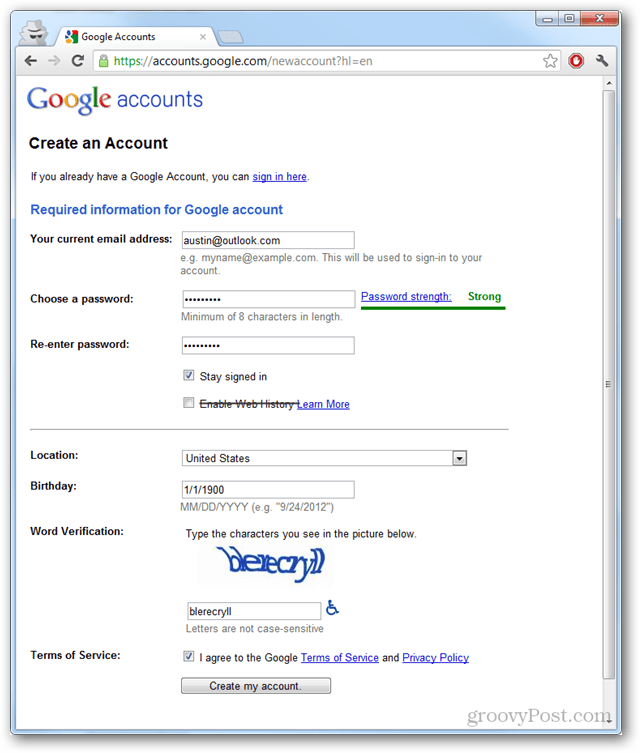 Vytvořte si účet Google bez Gmailu