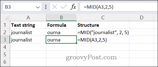 Použití funkce MID v Excelu
