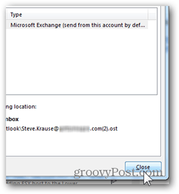 Přidat poštovní schránku Outlook 2013 - Klikněte na Zavřít