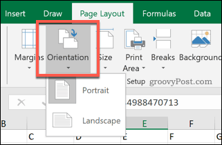 Možnosti orientace stránky Excel