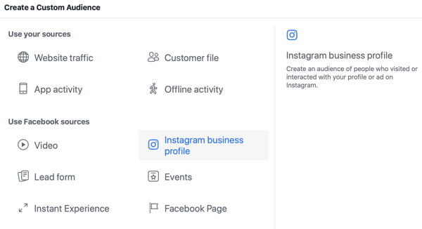 Jak strategicky rozvíjet svůj Instagram podle kroku 3, vyberte možnost zdrojového obchodního profilu Instagramu