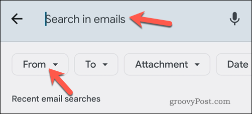 Vyhledávání e-mailů Gmailu pomocí e-mailu v mobilní aplikaci
