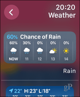 widget pro výběr Apple Watch