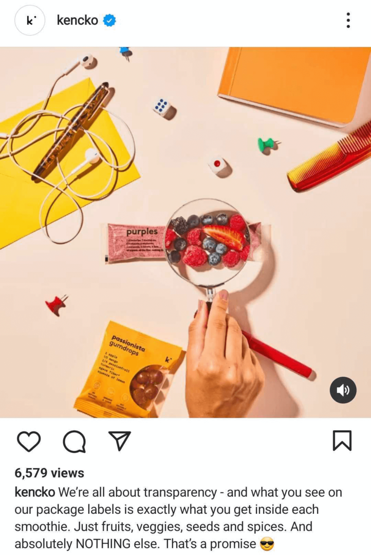 příklad instagramového kotouče sdílení hodnot značky