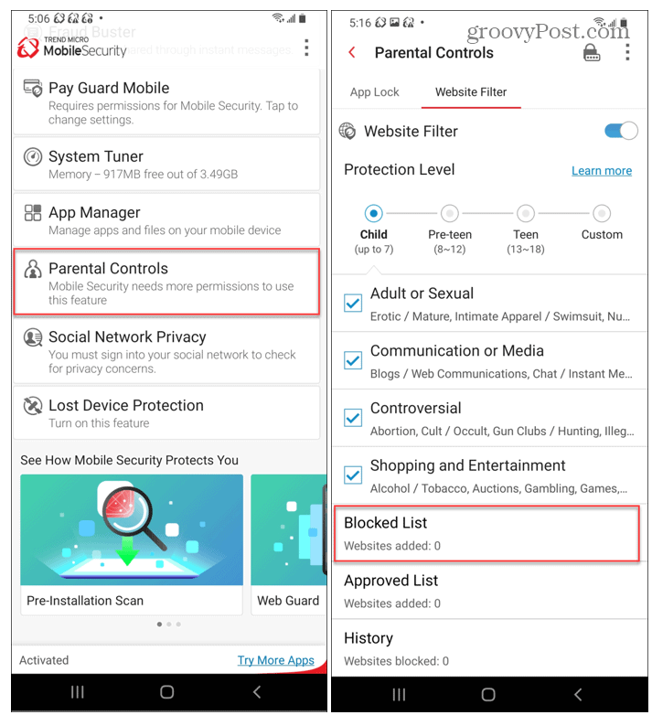 Rodičovská kontrola Trend Micro