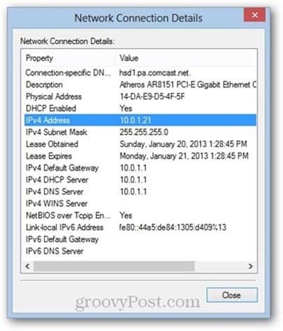 Windows 8 Media Access Control (MAC) adresa