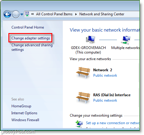 změnit nastavení síťového adaptéru v systému Windows 7