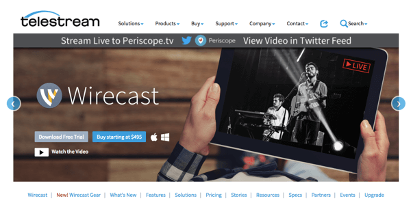 Wirecast vám umožňuje vysílat na Facebook Live, Periscope a YouTube.