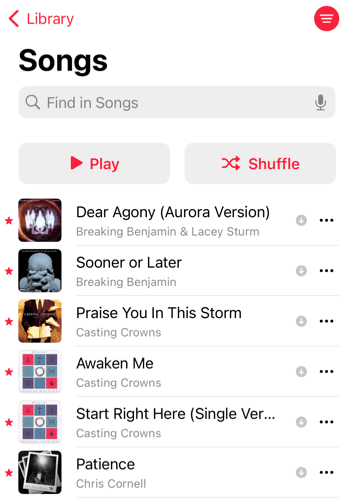 Oblíbené skladby v Apple Music