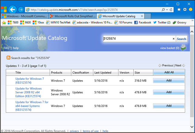 aktualizujte balíček systému Windows 7