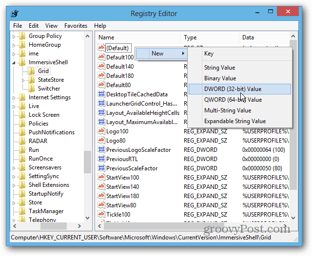Editor registru systému Windows 8