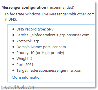 nastavte si konfiguraci Messenger, aby používal Windows Live Messenger s vaší doménou