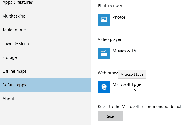 Výchozí prohlížeč Edge Windows 10