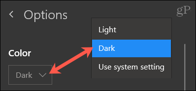 Pro OneNote Windows 10 vyberte barvu, tmavou