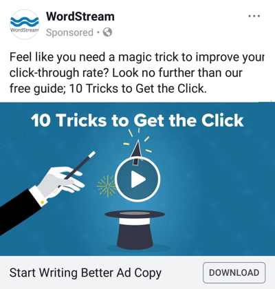 Techniky reklamy na Facebooku, které přinášejí výsledky, například WordStream nabízející bezplatného průvodce