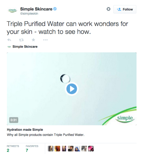 jednoduché promo video twitter video produktu péče o pleť