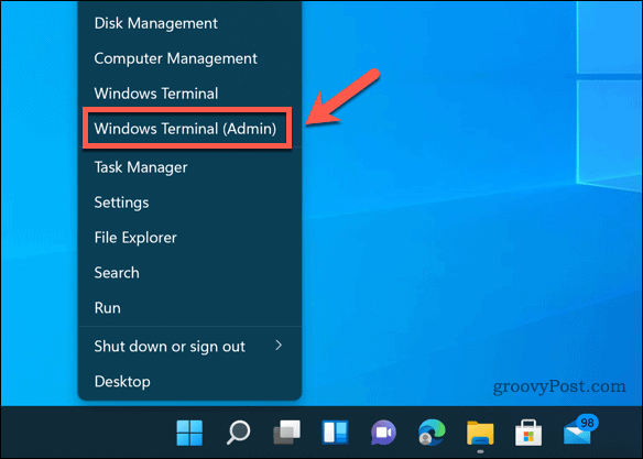 Otevření Windows Terminal v systému Windows 11