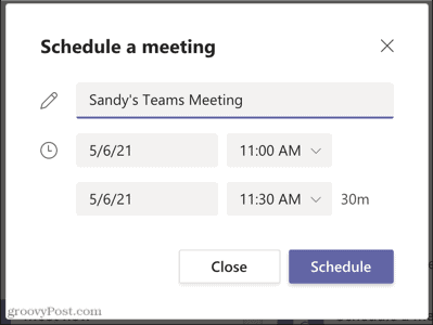 Nastavte schůzku v Microsoft Teams na později