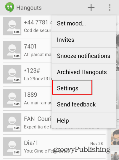 SMS ve službě Hangouts