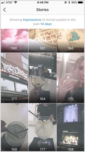 Příběhy Instagram Insights seřazené podle zobrazení