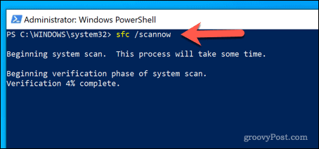 Spuštění nástroje SFC v prostředí Windows PowerShell