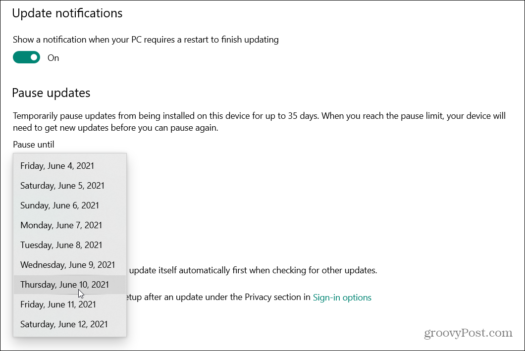 Jak odložit aktualizaci systému Windows 10. května 2021 (verze 21H1)