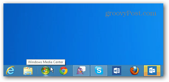 Ikona aplikace Windows Media Center na hlavním panelu