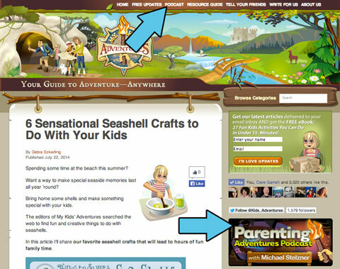 rodičovská dobrodružství spojená s domovskou stránkou mykidsadventures.com