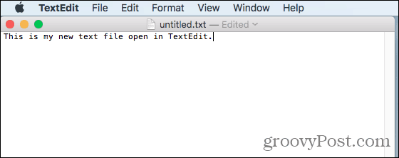 Textový soubor otevřený v TextEdit na Macu