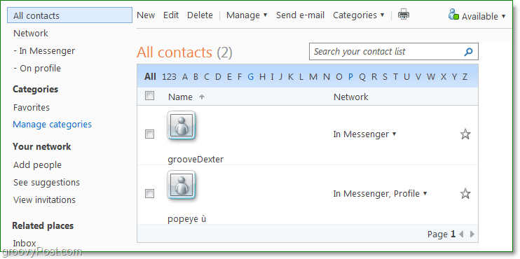 spravujte své kontakty pomocí Windows Live People