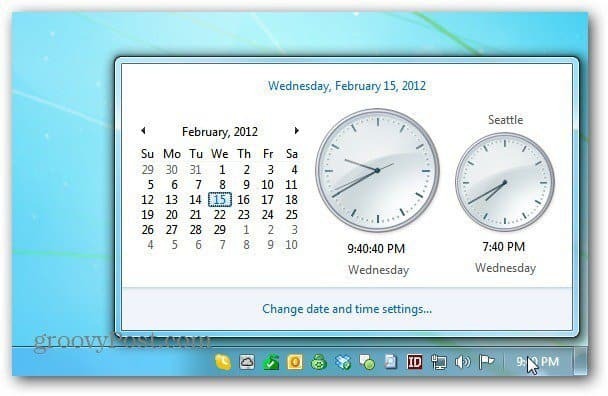 Windows Calendar Clock